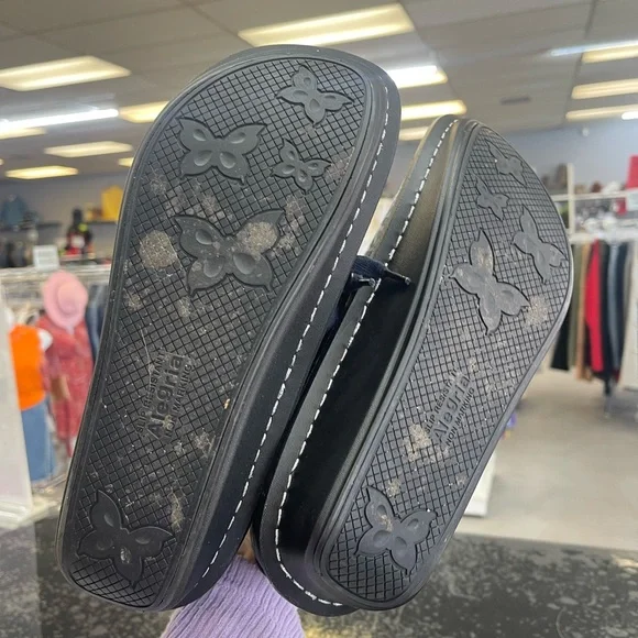 Alegria Women's Floral Patterned Flats in Black and Blue - Picture 6 of 8